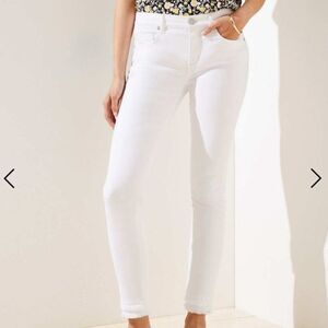 LOFT Women's Crisp White Skinny Jeans Double Fray